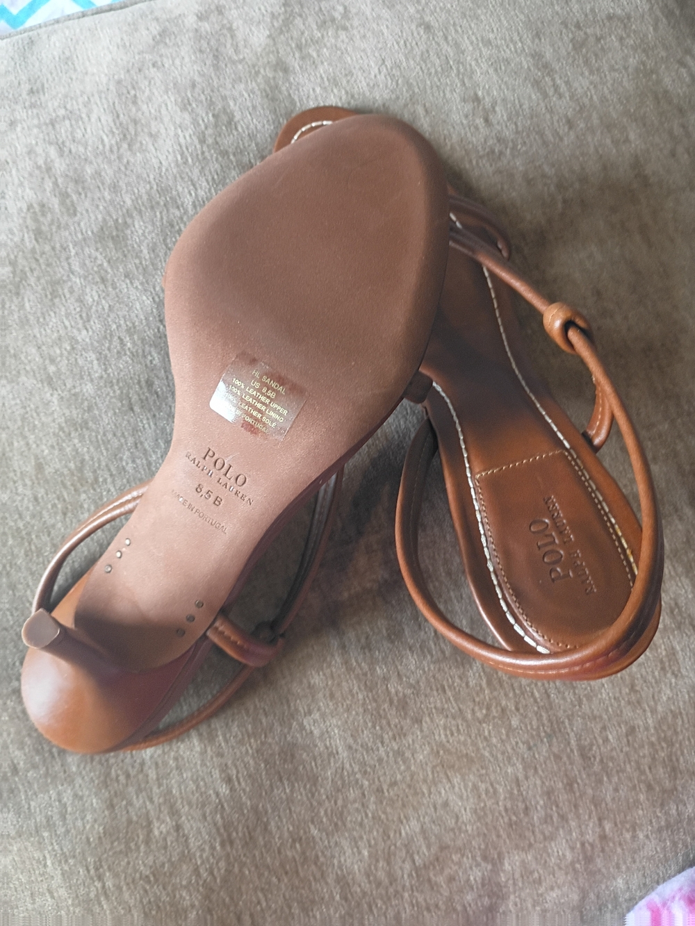 Polo by Ralph Lauren Tan Leather Knot Strap Sandals - Picture 4 of 6